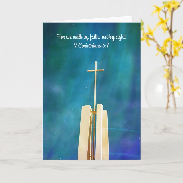 Tarjeta de nota de aliento de Faith Cross Art (flor amarilla)