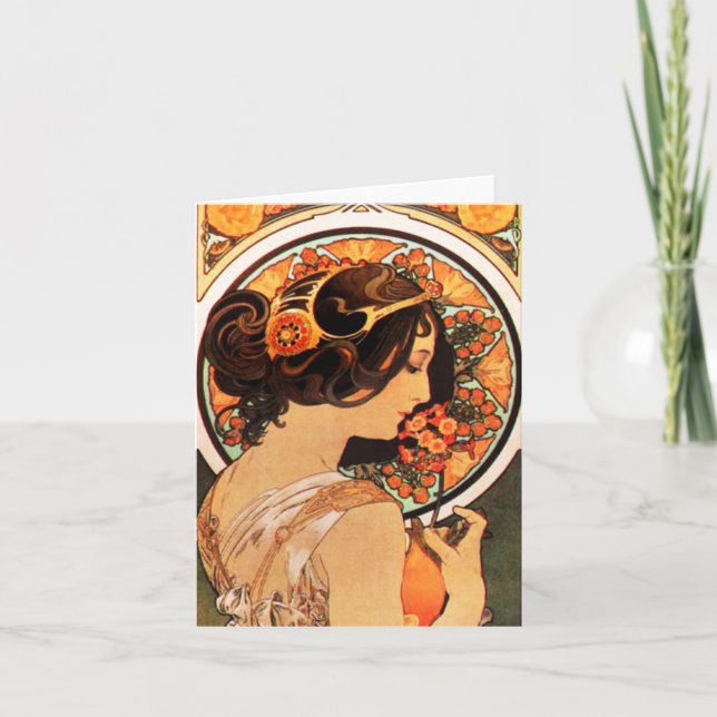 Tarjeta de nota de alphonse Mucha Cow (Anverso)