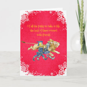 Tarjeta de nota de amigos de Navidad del clásico M