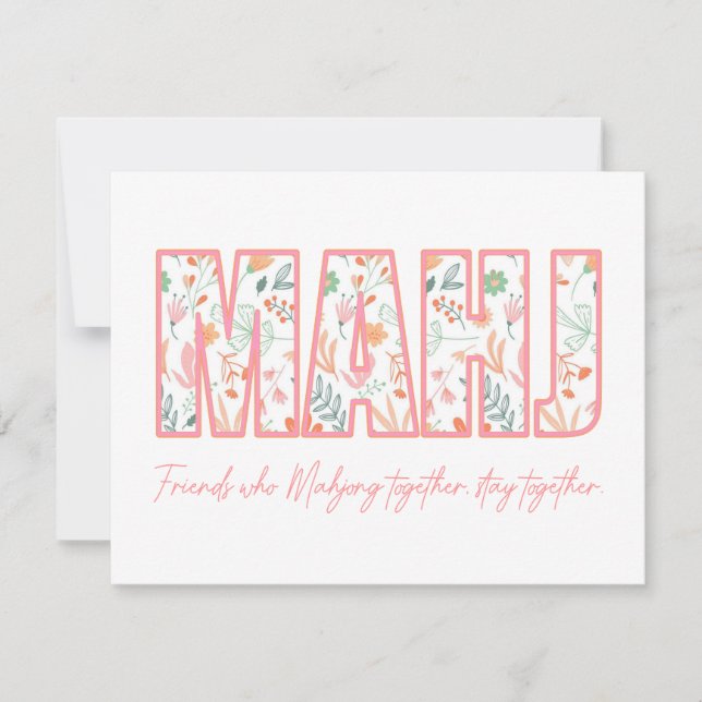 Tarjeta de Nota de Amistad Floral Mahjong (Anverso)