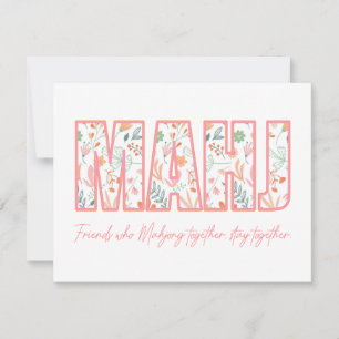 Tarjeta de Nota de Amistad Floral Mahjong