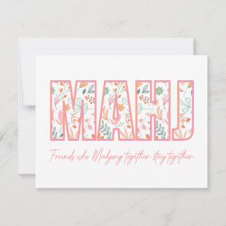 Tarjeta de Nota de Amistad Floral Mahjong