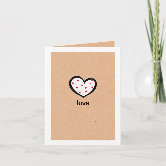Tarjeta de nota de amor de Dotty Hearts kraft (Anverso)