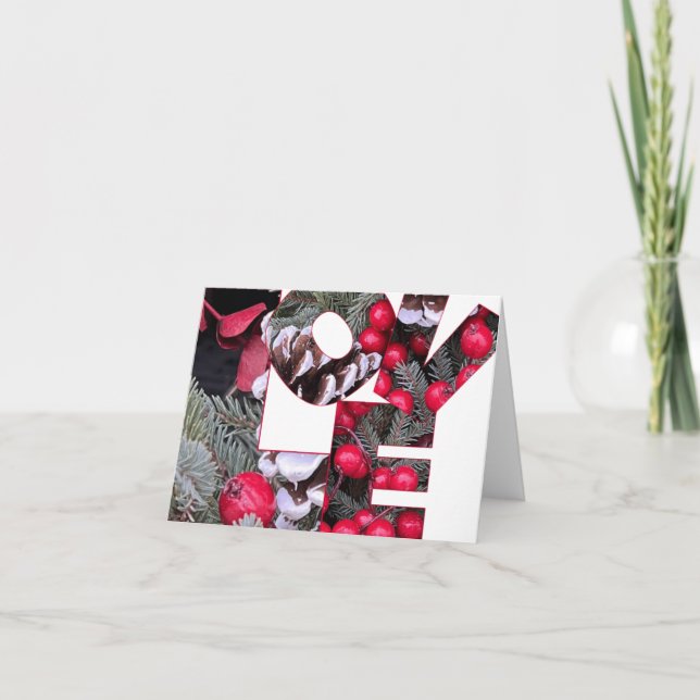 Tarjeta de nota de amor de piñas coníferas bayas r (Anverso)