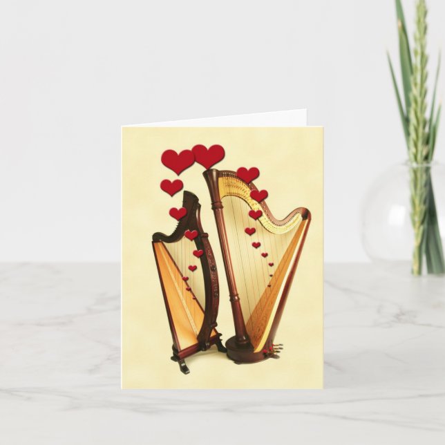 Tarjeta de nota de amor Harp (Anverso)