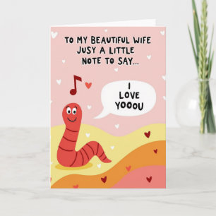 Tarjeta de nota de amor lindo para esposa