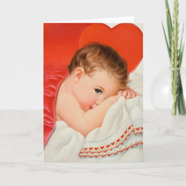 Tarjeta de nota de amor para bebé de corazón vinta (Anverso)