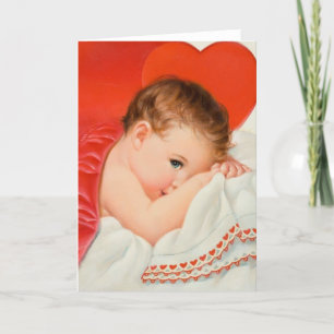 Tarjeta de nota de amor para bebé de corazón vinta