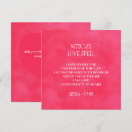 Tarjeta de nota de amor para bruja roja rosa