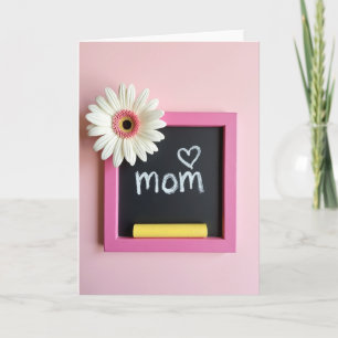 Tarjeta de nota de amor para mamá con pizarra
