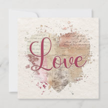 Tarjeta de nota de amor romántico