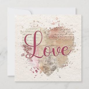 Tarjeta de nota de amor romántico