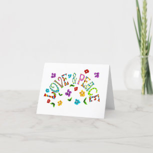 Tarjeta de nota de amor y paz para hippy Sixties