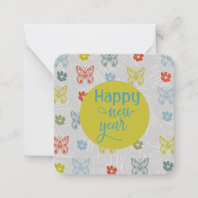 Tarjeta de nota de Año Nuevo Feliz (Anverso)