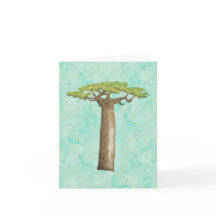Tarjeta de nota de árbol baobab de color acuático