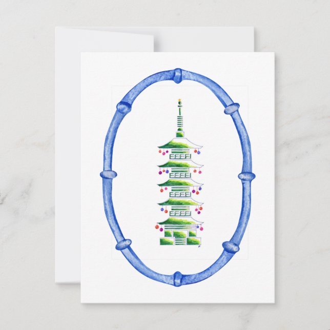 Tarjeta de nota de árbol de Navidad de pagoda de c (Anverso)