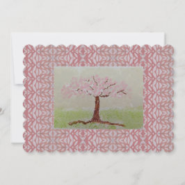 Tarjeta de nota de árbol rosa en floración