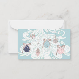 Tarjeta de nota de árbol y adorno pastel