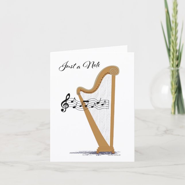 Tarjeta de nota de arpa musical con líneas dentro (Anverso)