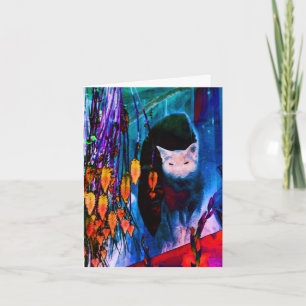 Tarjeta de nota de arte abstracto de gato siamés a