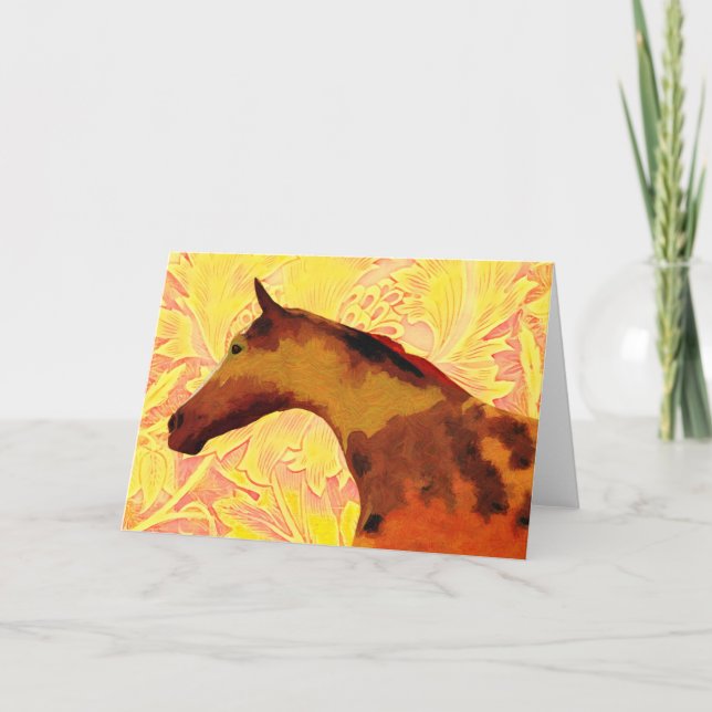 Tarjeta de nota de arte Artsy Horse in Gold Tones (Anverso)