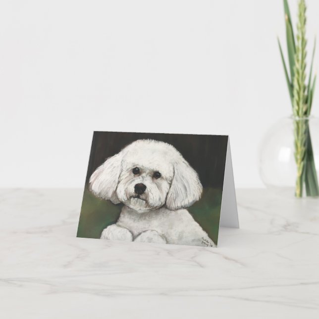 Tarjeta de nota de arte Bichon Frise Dog (Anverso)