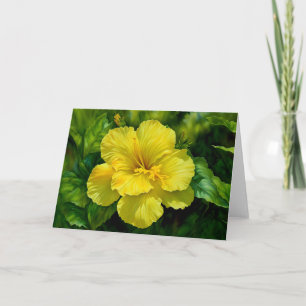 Tarjeta de nota de arte Big Tropical Yellow Flower