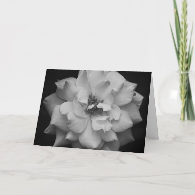 Tarjeta de nota de arte blanco y negro de rosa bla (Anverso)