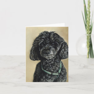 Tarjeta de nota de arte "Cloe" Poodle Dog