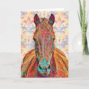 Tarjeta de nota de arte de caballos con estilo de 