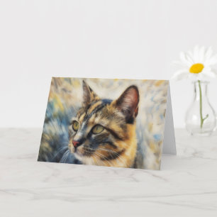 Tarjeta de nota de arte de cara de gato de bonito 