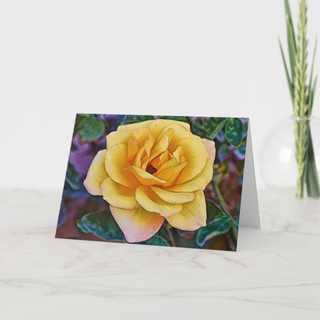 Tarjeta de nota de arte de flor de Rosa amarillo d (Anverso)
