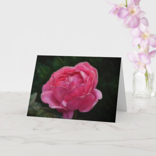 Tarjeta de nota de arte de flor de rosa rosa profu (Orquídea)