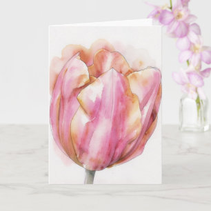 Tarjeta de nota de arte de flor de tulipán acuarel