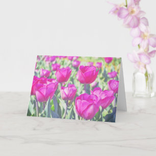 Tarjeta de nota de arte de flor de tulipanes rosad