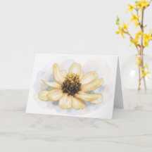 Tarjeta de nota de arte de flor de Zinnia amarilla