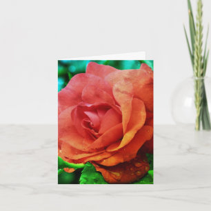 Tarjeta de nota de arte de flor roja abstracta de