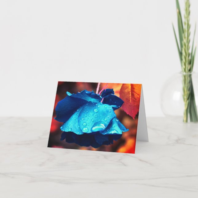 Tarjeta de nota de arte de flor Rosa azul (Anverso)
