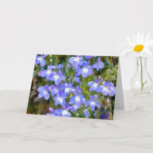 Tarjeta de nota de arte de flores azul morado de b