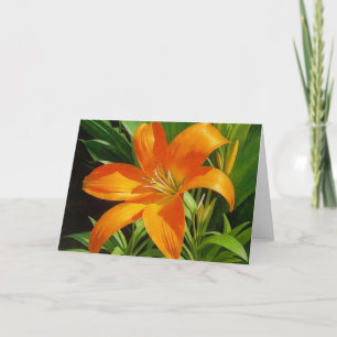 Tarjeta de nota de arte de flores de lirio tropica