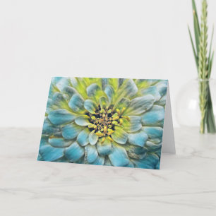 Tarjeta de nota de arte de flores pintadas de azul