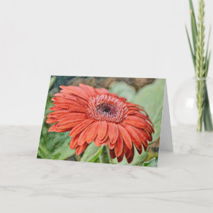 Tarjeta de nota de arte de flores Red Daisy