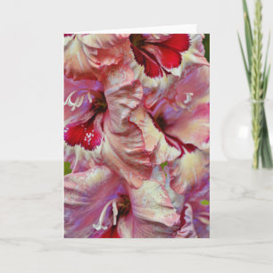 Tarjeta de nota de arte de flores rosadas