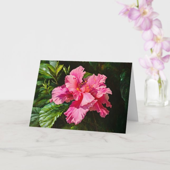 Tarjeta de nota de arte de flores rosadas tropical (Orquídea)