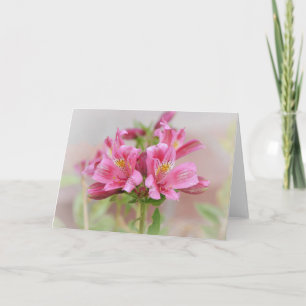 Tarjeta de nota de arte de flores tropicales rosas