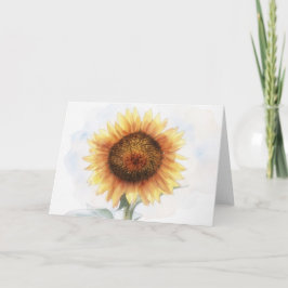 Tarjeta de nota de arte de girasol floral de acuar