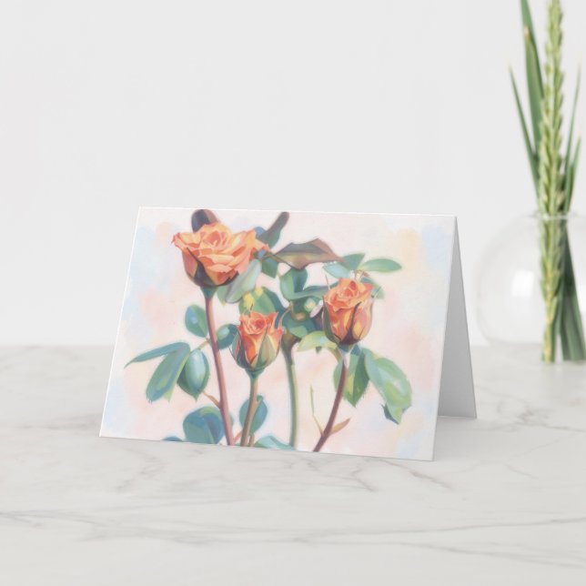 Tarjeta de nota de arte de jardín de tres capullos (Anverso)