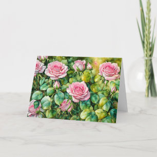 Tarjeta de nota de arte de jardín para Rosas rosa 