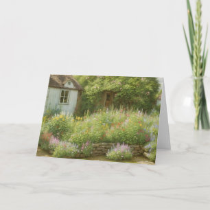 Tarjeta de nota de arte de la escena de las flores