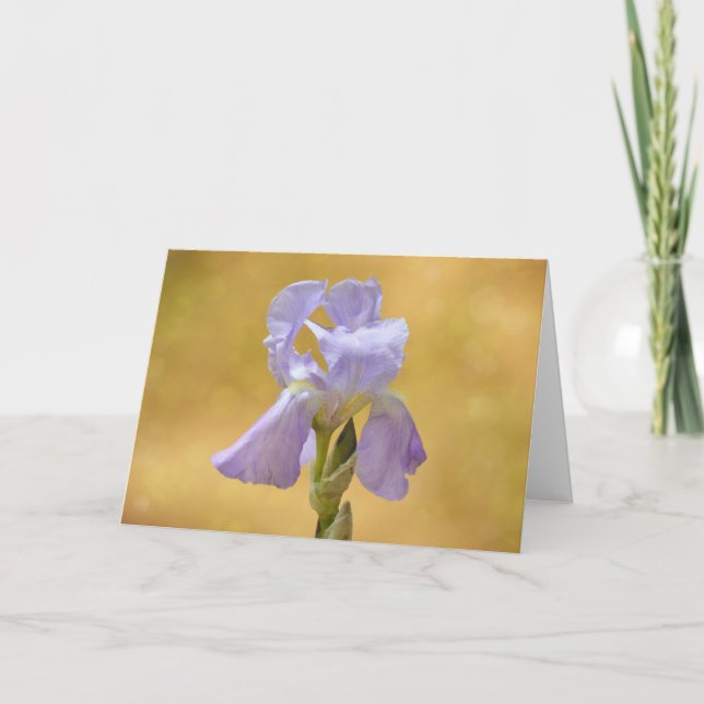 Tarjeta de nota de arte de la flor de Iris púrpura (Anverso)